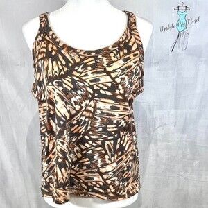 Joyspun shades of brown abstract print knit tank size large
